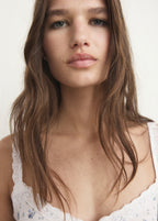 Floral Print Pyjama Top With Lace Trim