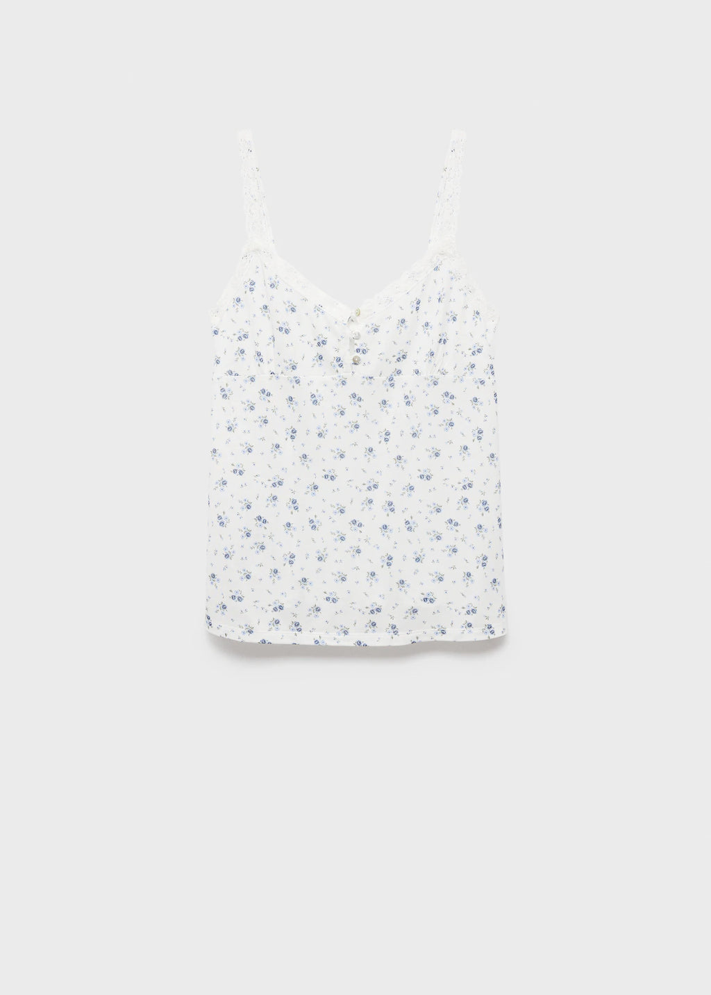 Floral Print Pyjama Top With Lace Trim