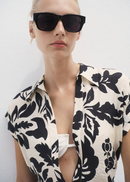 Floral Print Shirt Style Dress