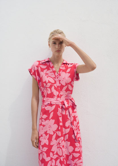 Floral Print Shirt Style Dress