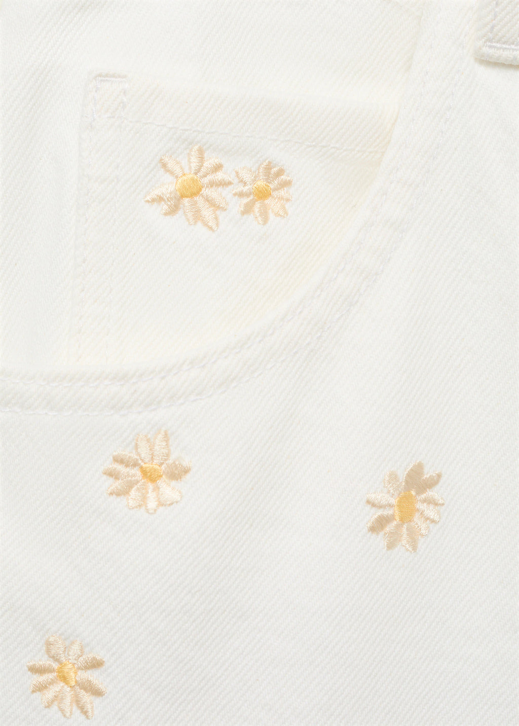 Flower Embroidered Wide Leg Jeans