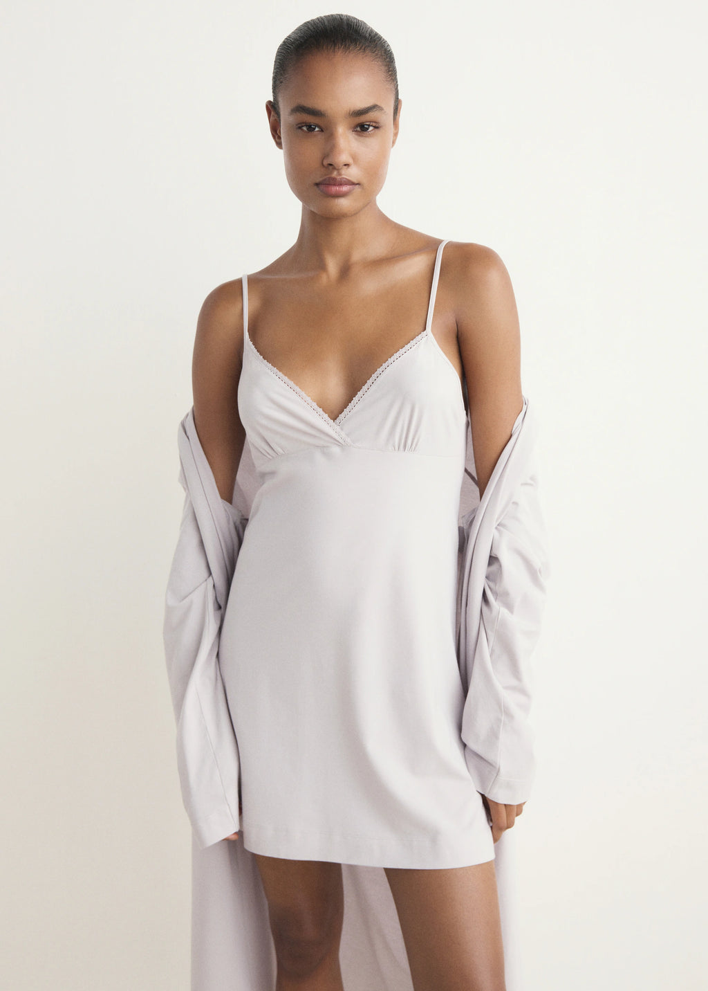 Fluid Cotton Nightdress With Lace Detailing