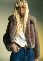 Fur Effect Cropped Jacket