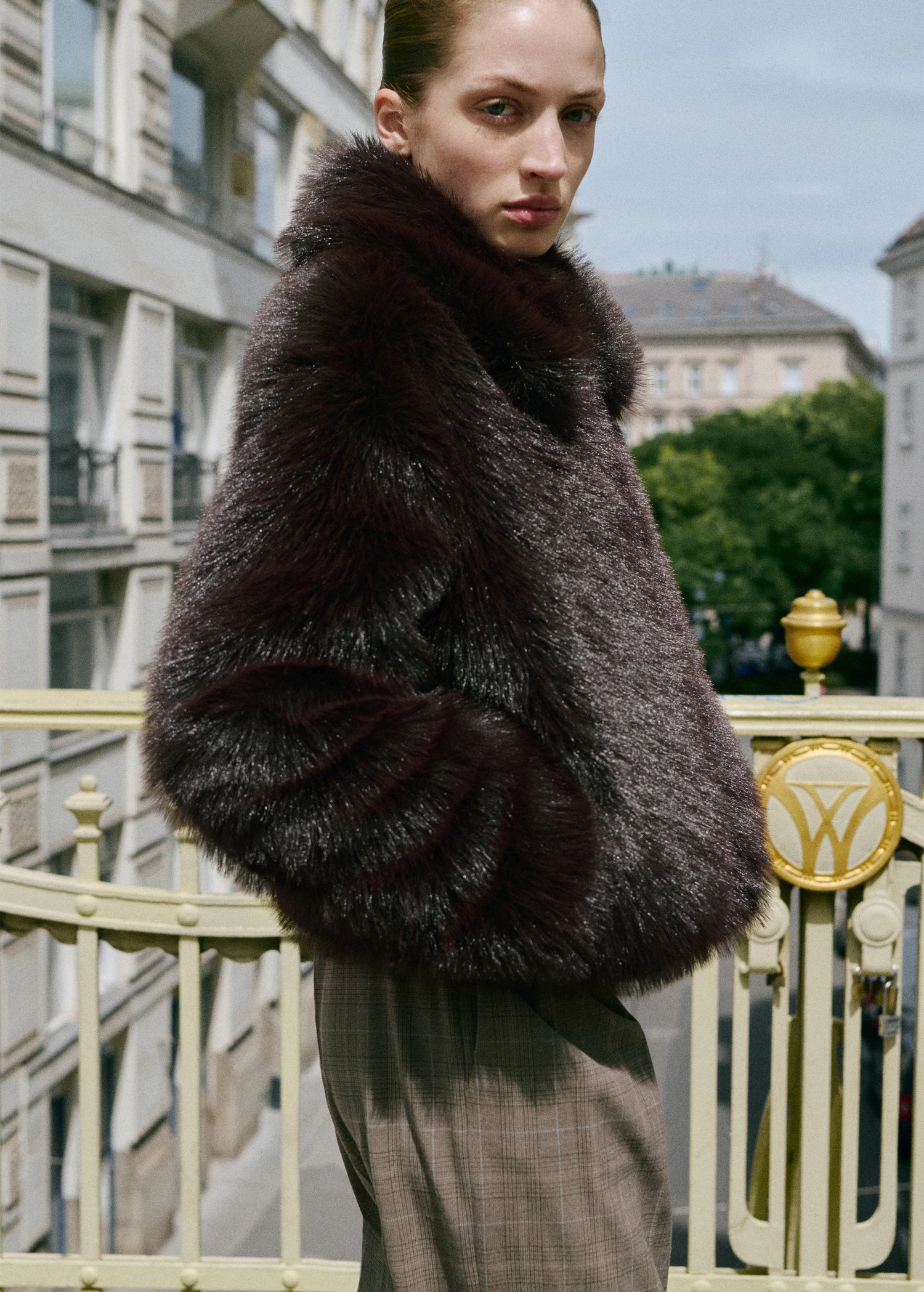 Fur Effect Jacket With Lapels