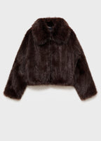 Fur Effect Jacket With Lapels