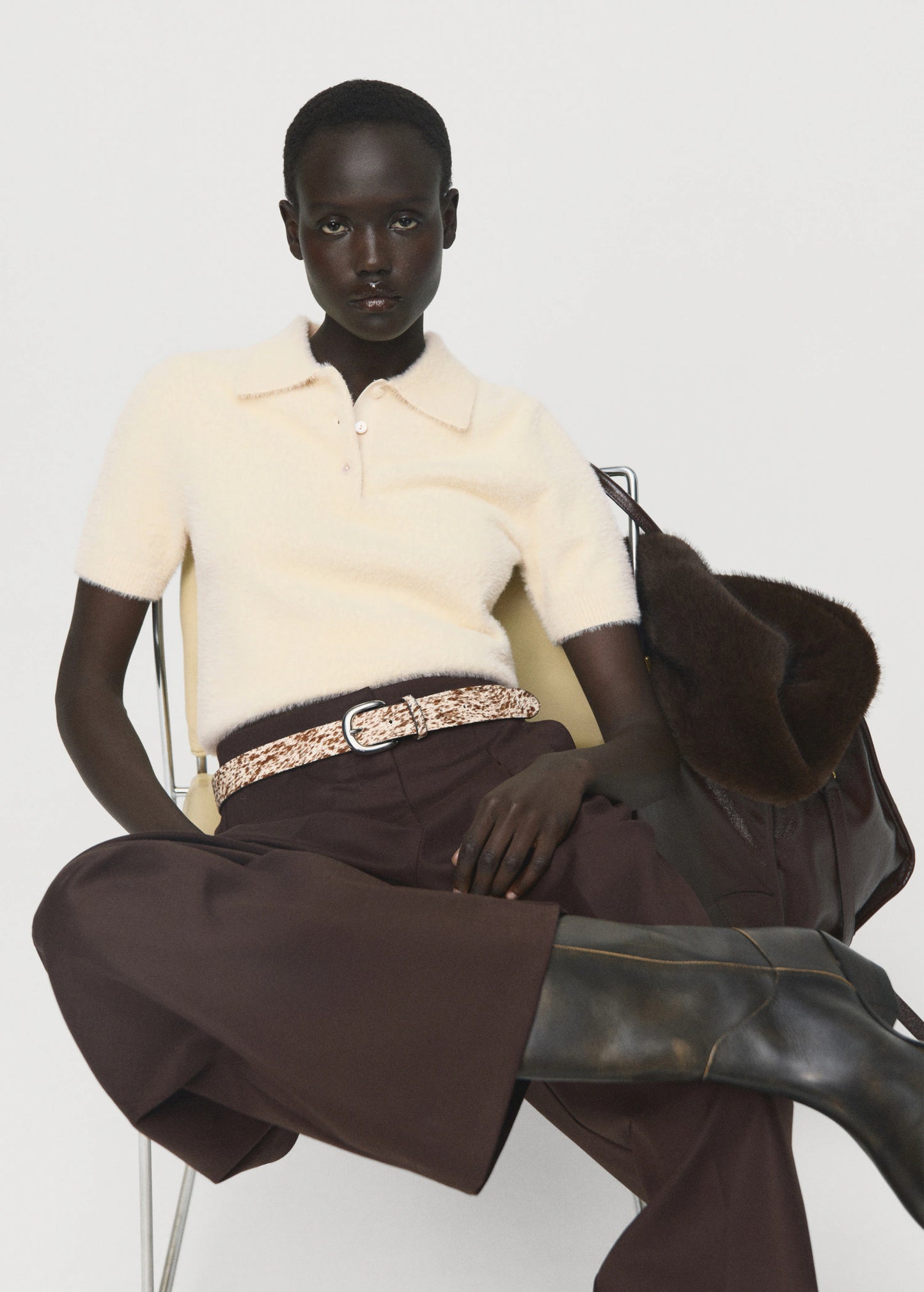 Fur Effect Polo Neck Sweater