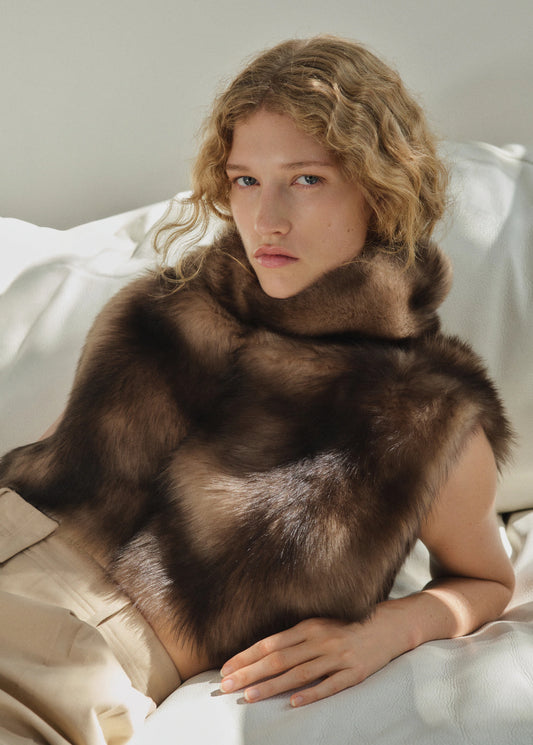 Fur Effect Turtleneck Waistcoat