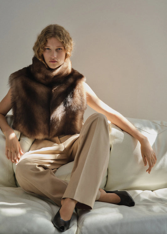 Fur Effect Turtleneck Waistcoat