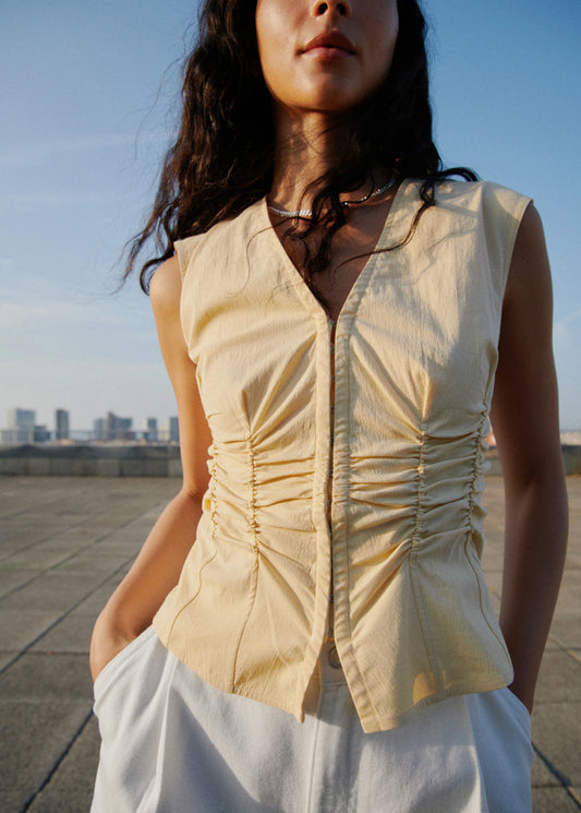 Gathered Cotton Blouse