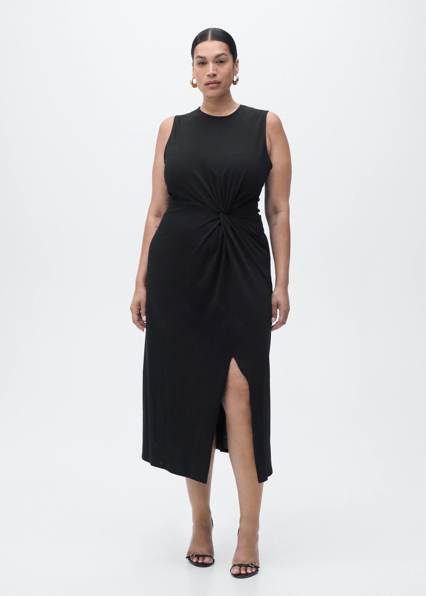Gathered Cotton Midi Dress