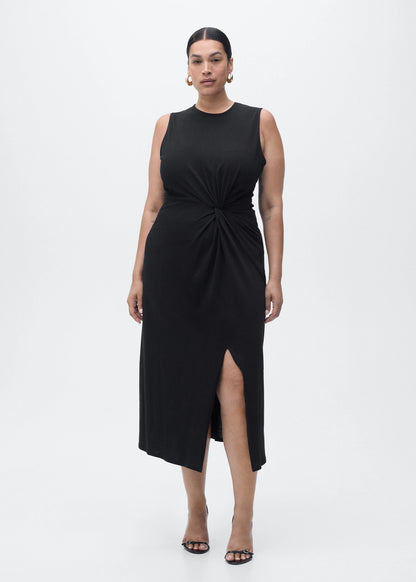 Gathered Cotton Midi Dress