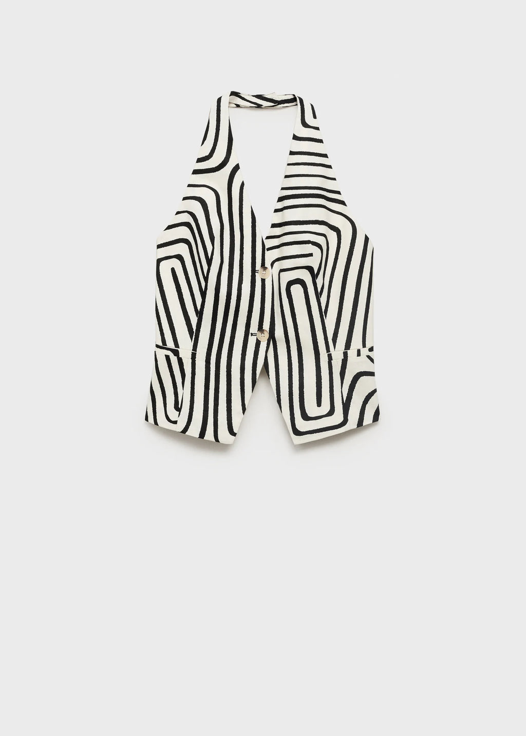 Geometric Print Linen Waistcoat