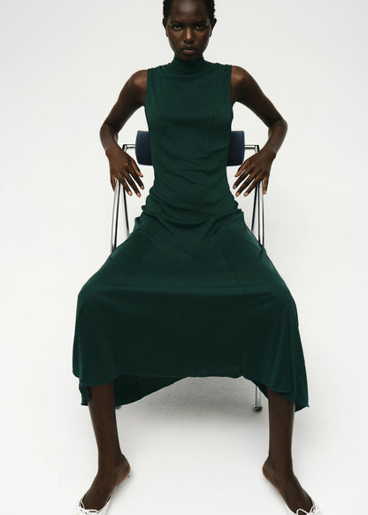 Godet Dress With A Perkins Collar