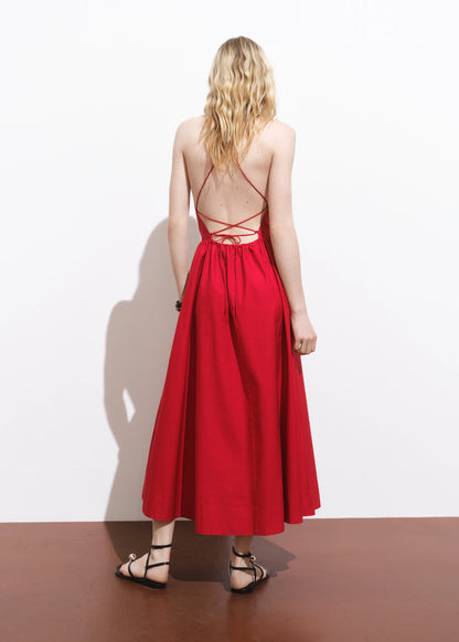 Halter Dress With Crossed Back