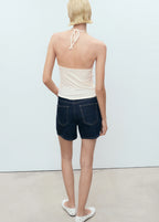 Halter Neck Top With Metallic Appliques