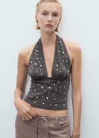 Halter Top With Metallic Appliques