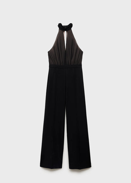 Halter Neck Jumpsuit With Scarf