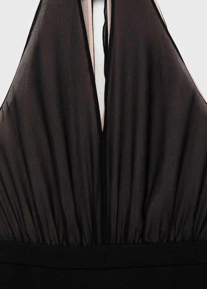 Halter Neck Jumpsuit With Scarf