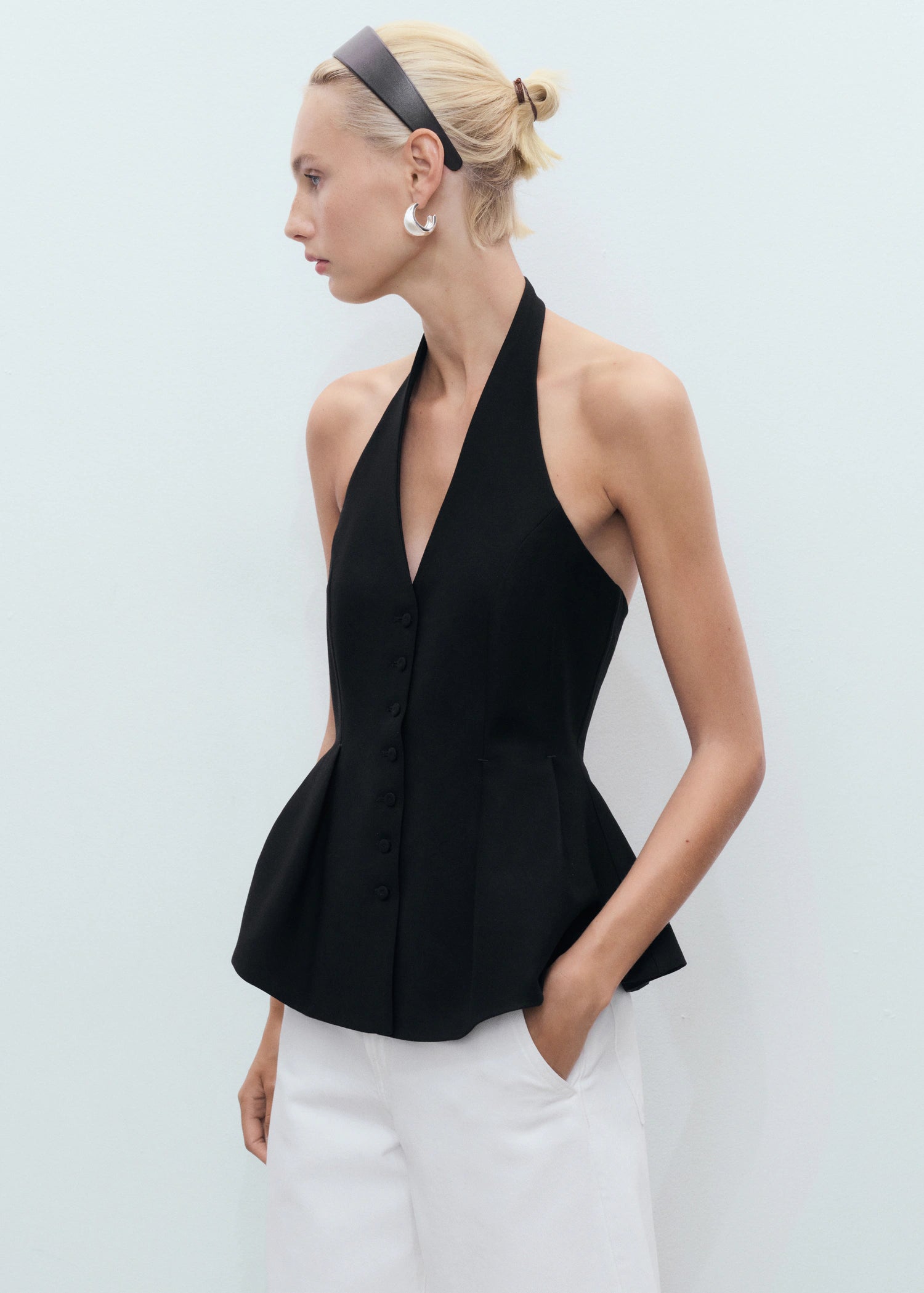 Halter Neck Peplum Waistcoat