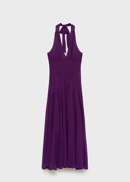Halter Neck Pleated Dress