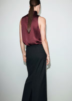 High Collar Satin Blouse