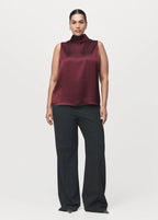 High Collar Satin Blouse