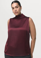 High Collar Satin Blouse