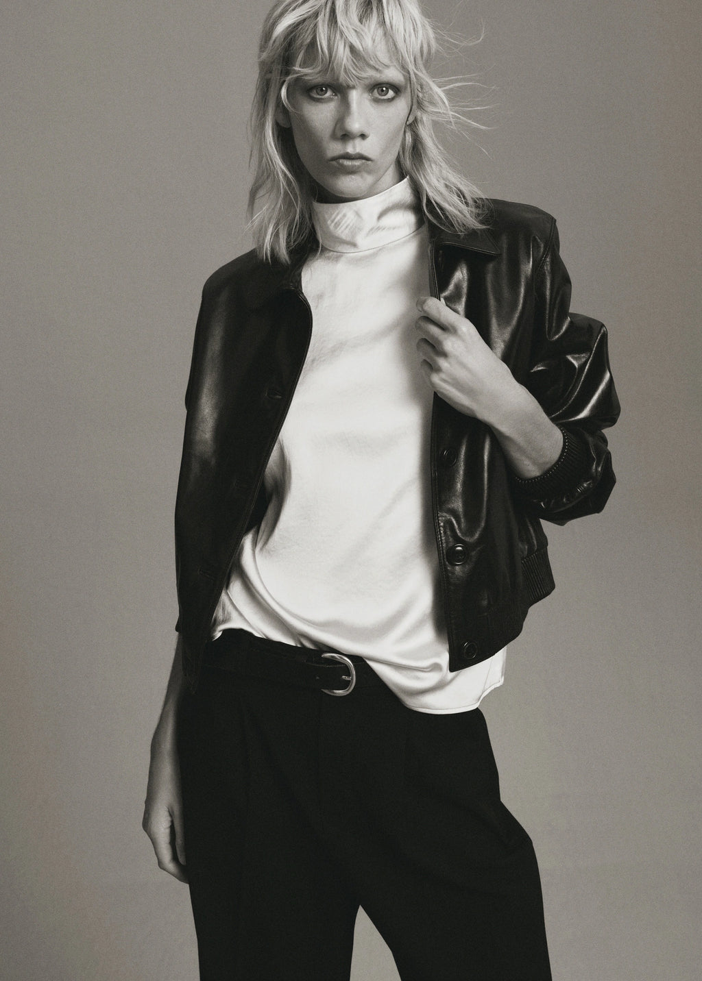 High Collar Satin Blouse