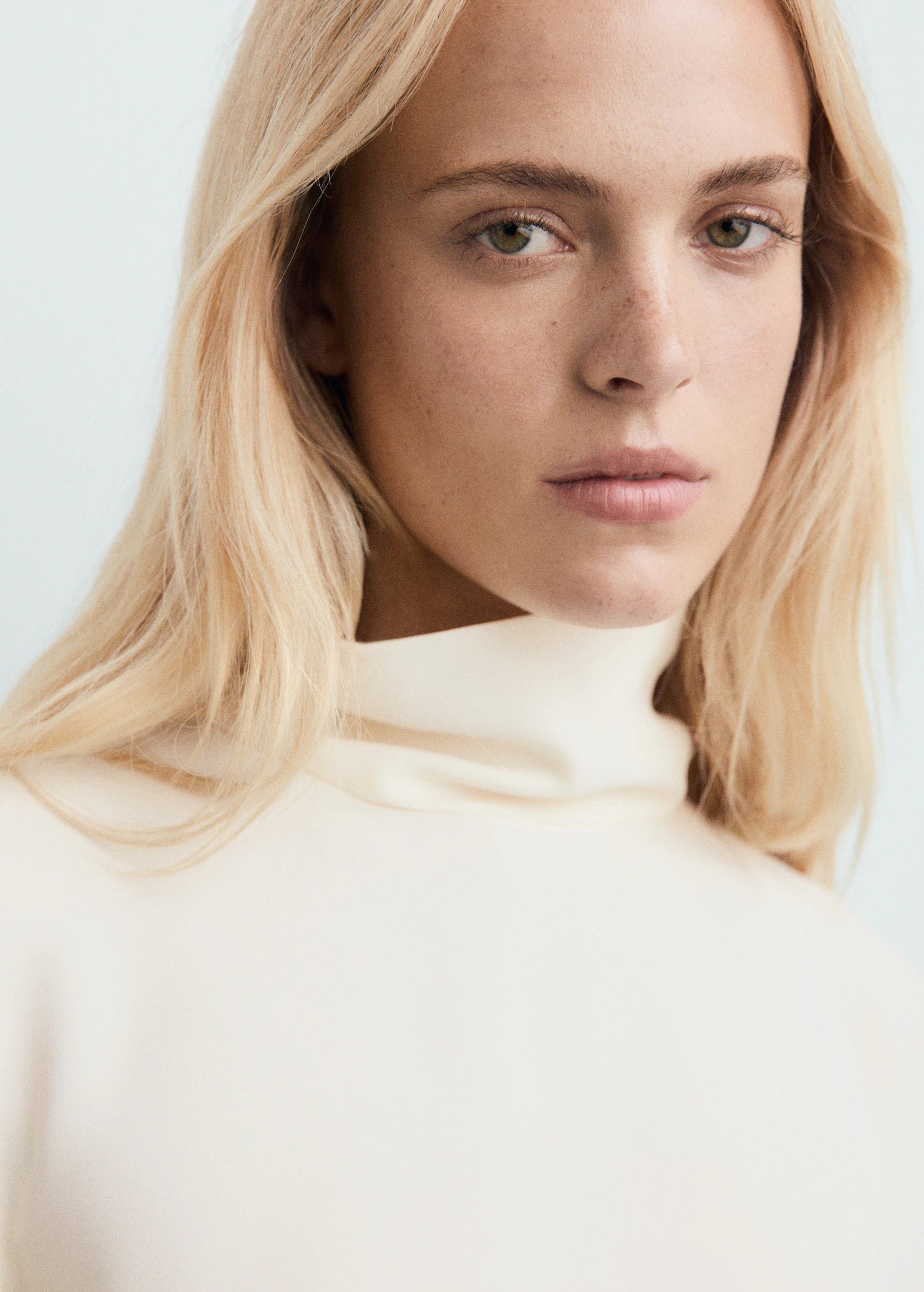 High Neck Blouse With Asymmetrical Sleeves