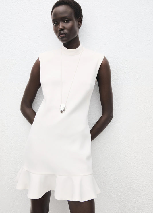 High Neck Dress With Ruffle