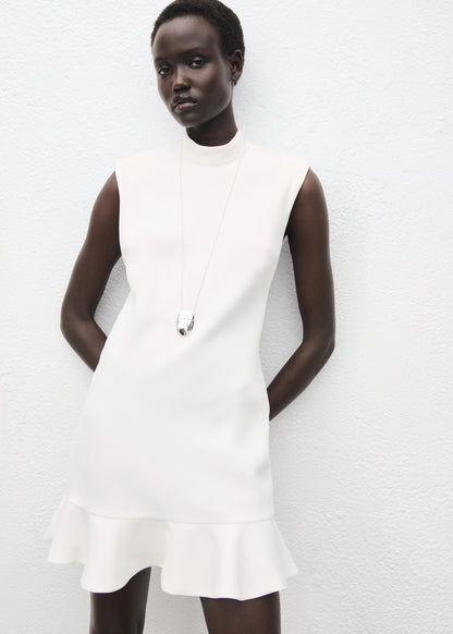 High Neck Dress With Ruffle