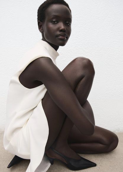 High Neck Dress With Ruffle