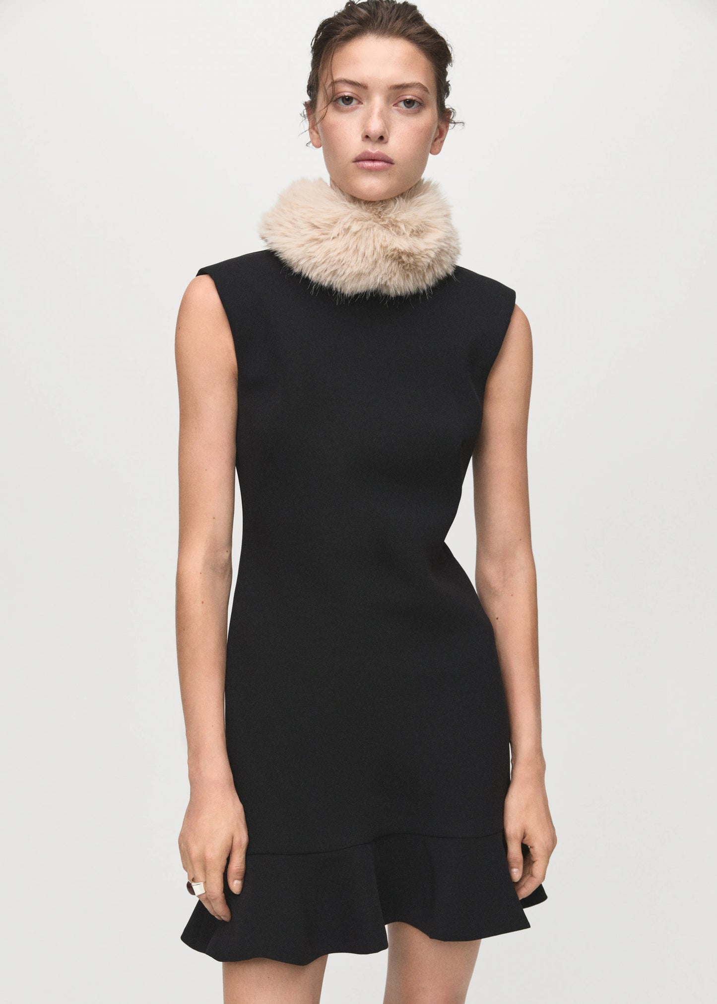 High Neck Dress With Ruffle