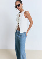 High Rise Wide Leg  Jeans With Pockets