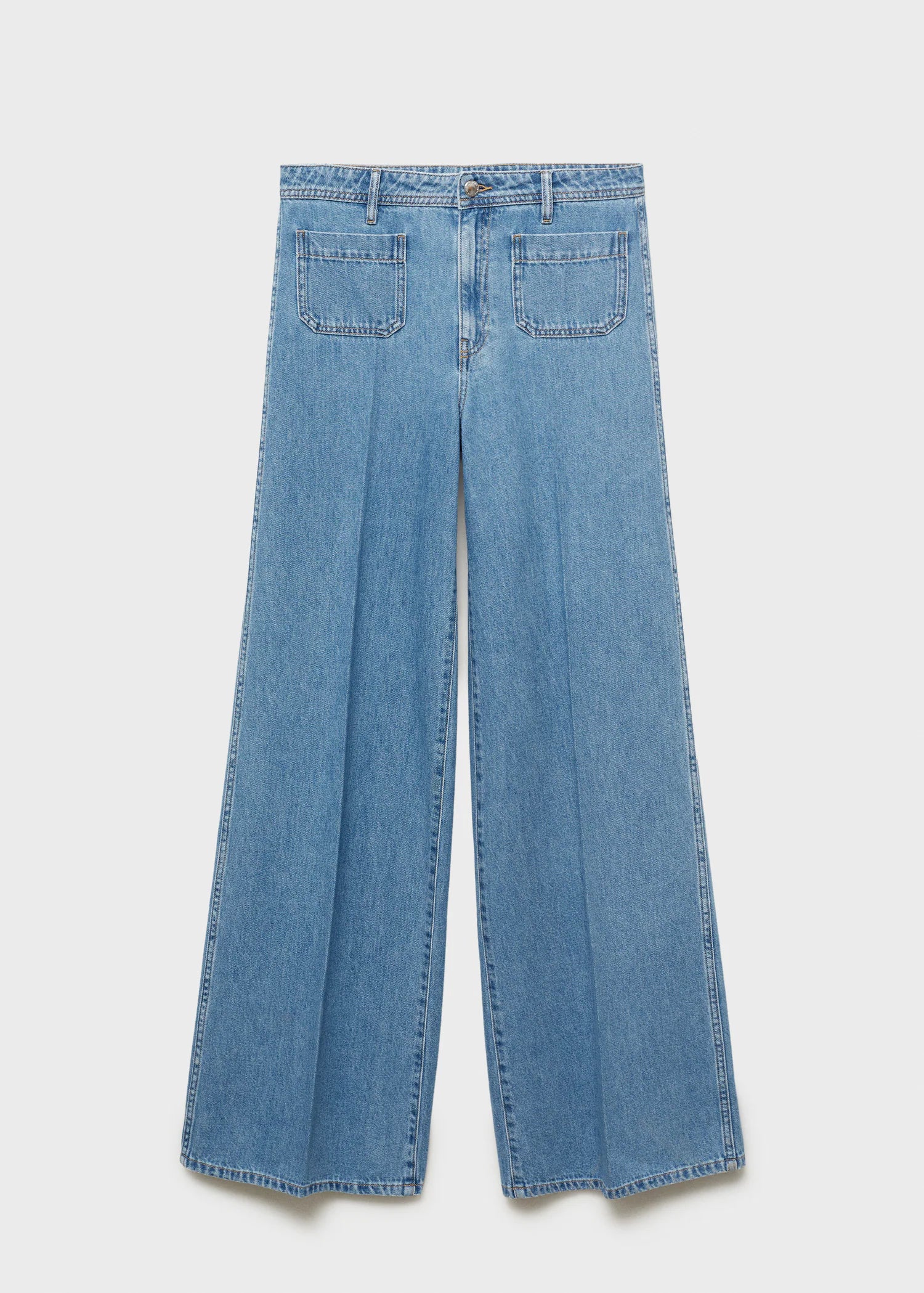 High Rise Wide Leg  Jeans With Pockets