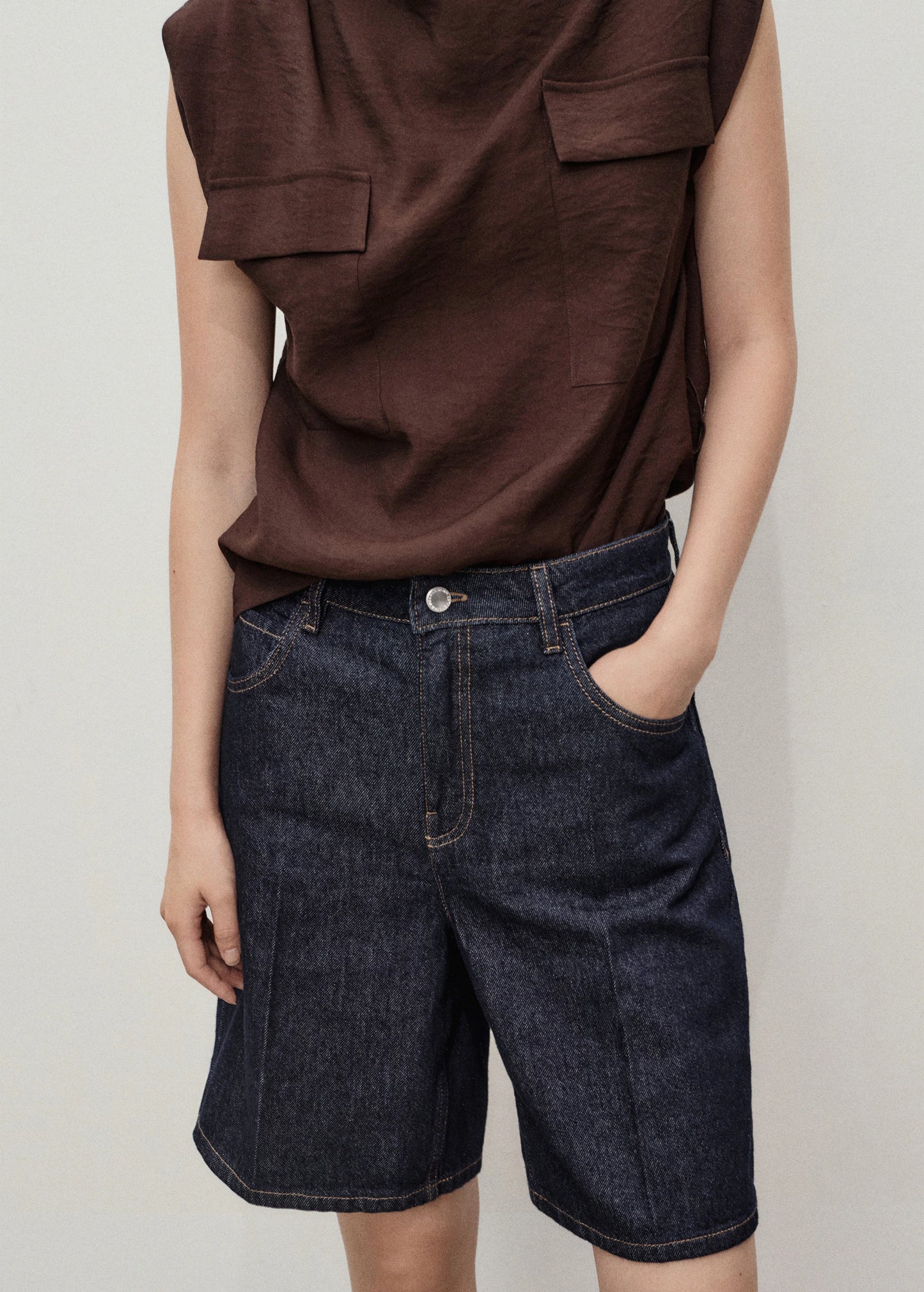 High Waist Rinse Wash Denim Shorts