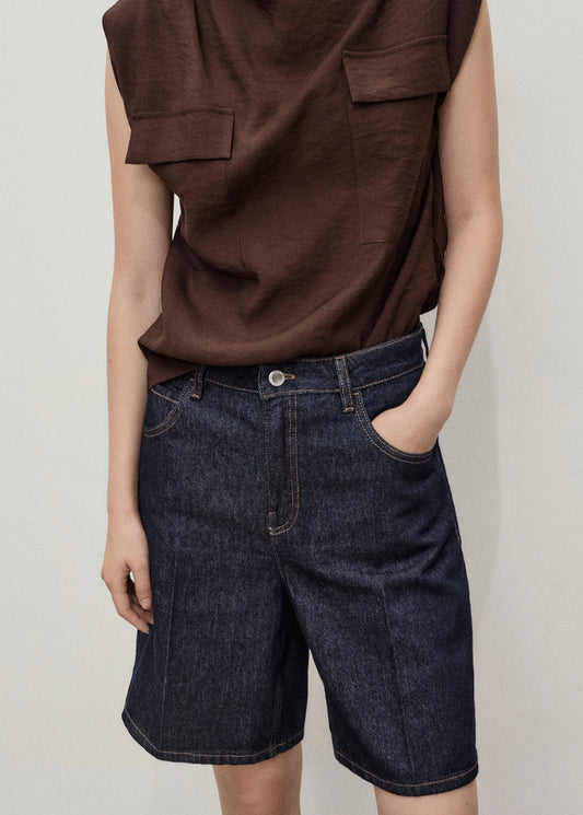 High Waist Rinse Wash Denim Shorts