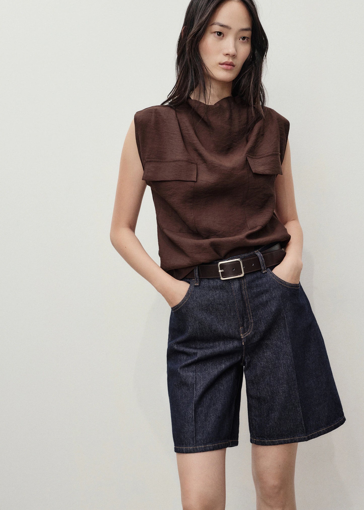 High Waist Rinse Wash Denim Shorts