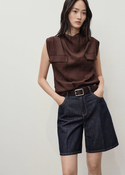 High Waist Rinse Wash Denim Shorts