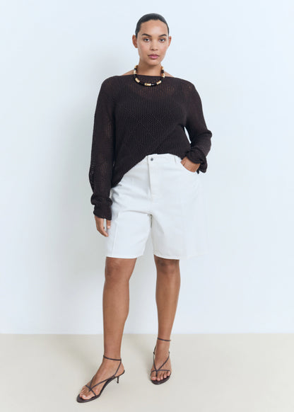 High Waist Straight Fit Denim Shorts