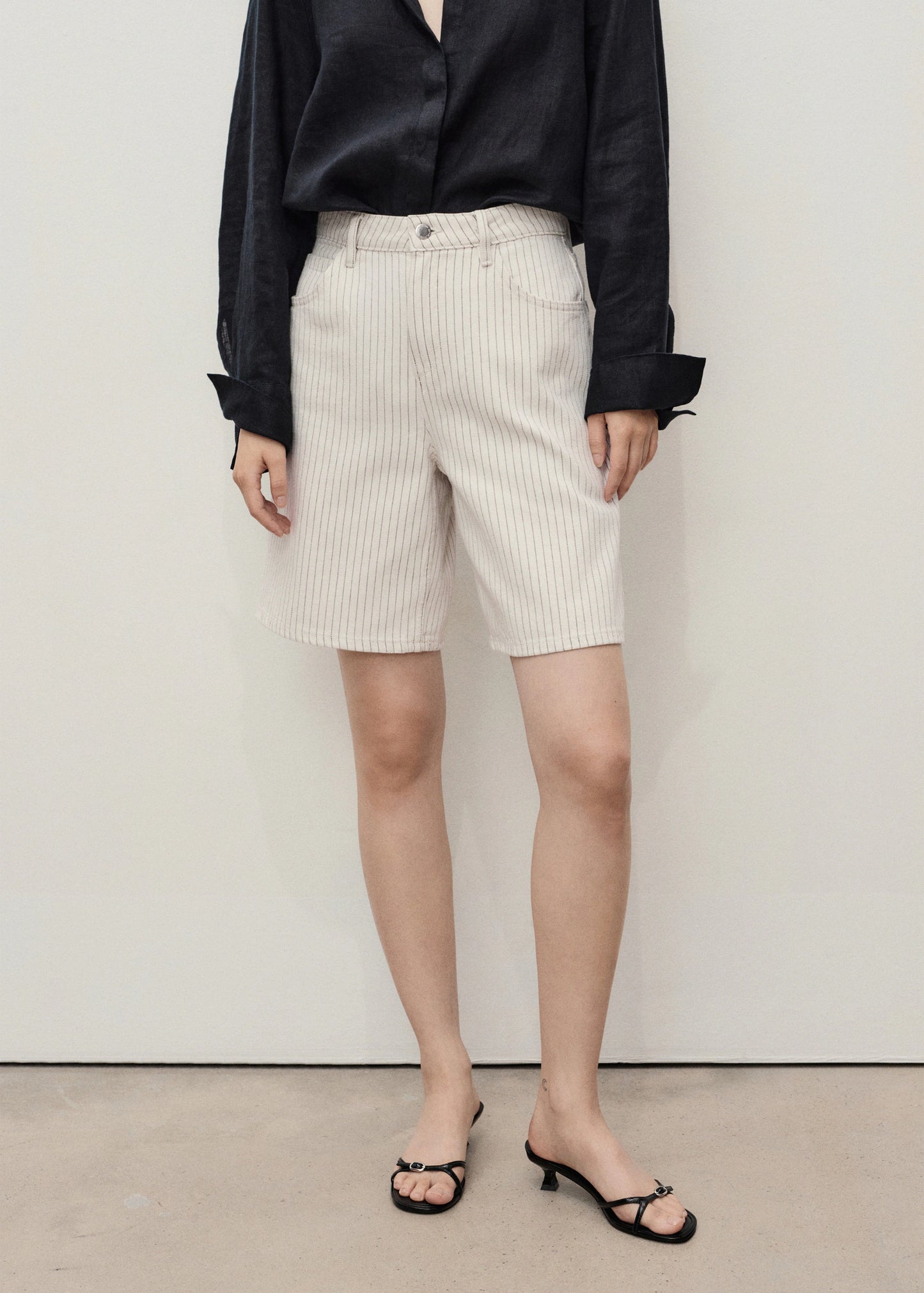 High Waist Straight Fit Denim Shorts