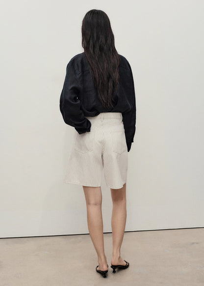 High Waist Straight Fit Denim Shorts