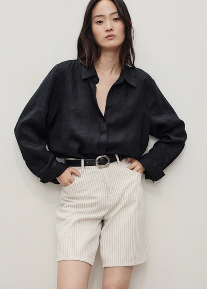 High Waist Straight Fit Denim Shorts