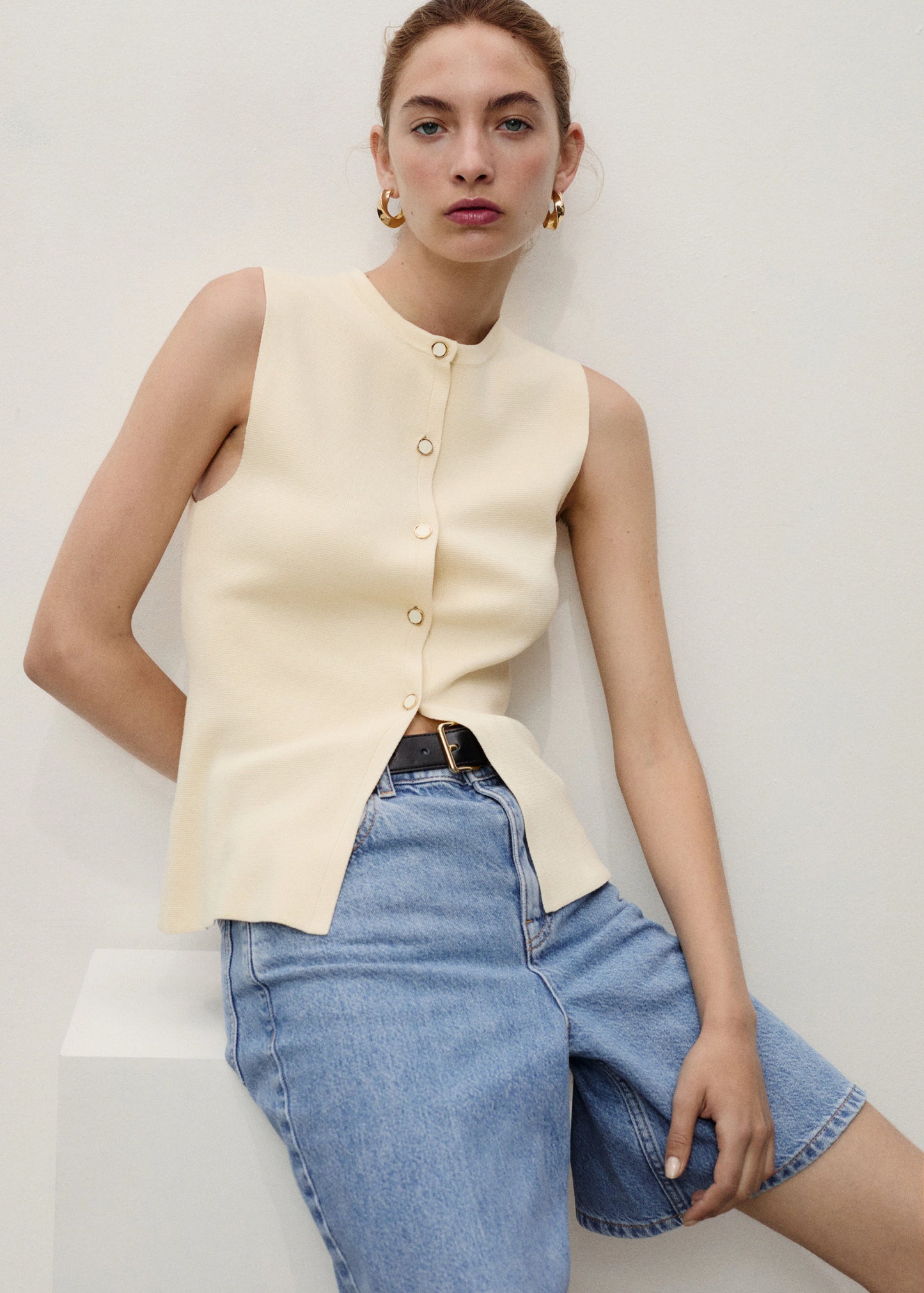 High Waist Straight Fit Denim Shorts