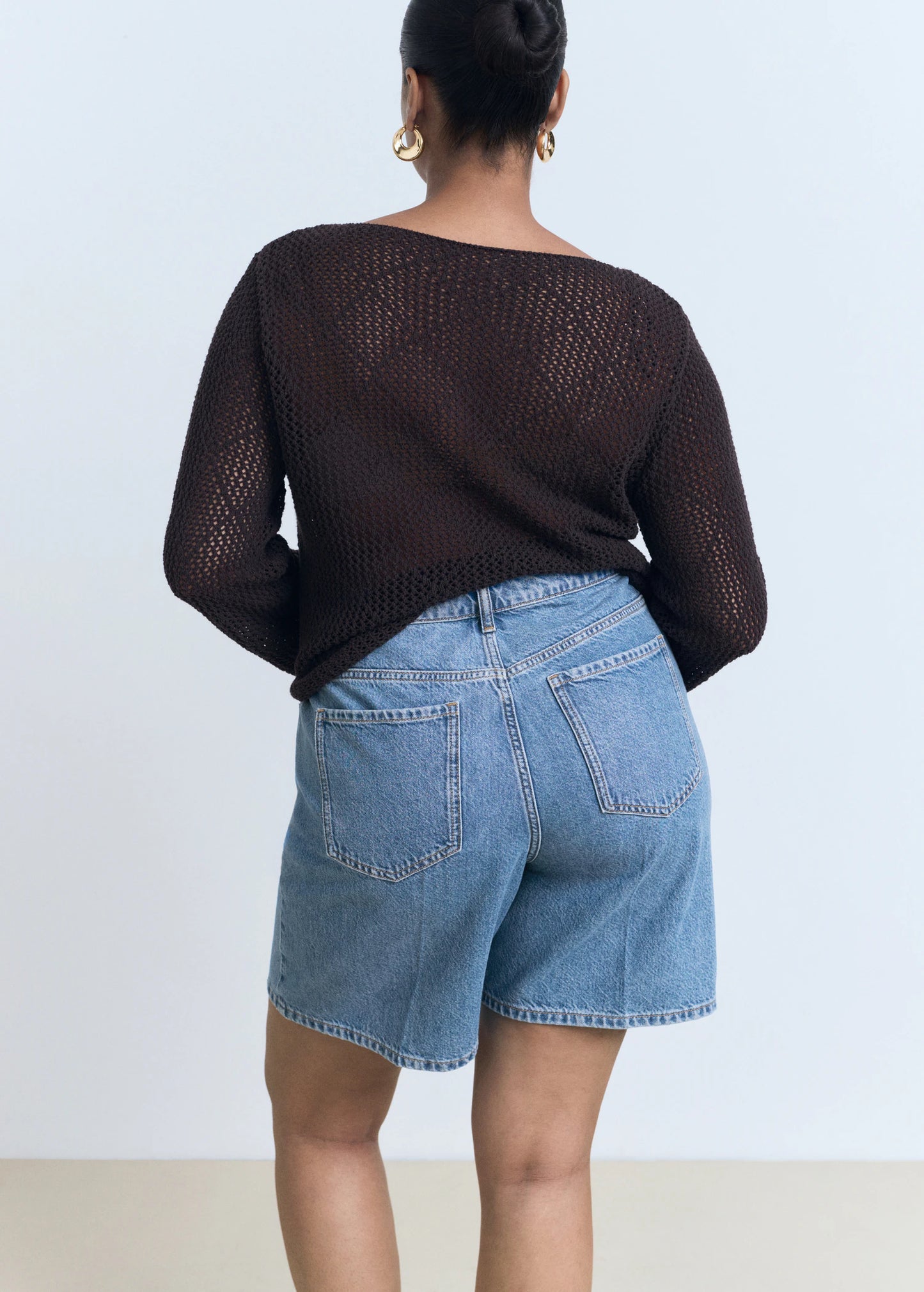 High Waist Straight Fit Denim Shorts