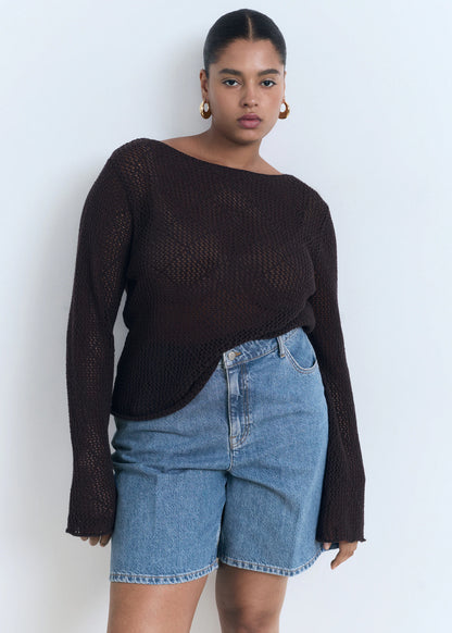 High Waist Straight Fit Denim Shorts