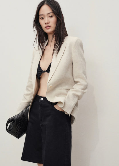 High Waist Straight Fit Denim Shorts