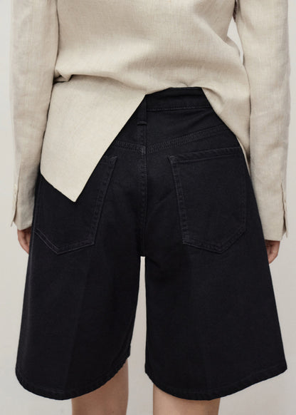 High Waist Straight Fit Denim Shorts