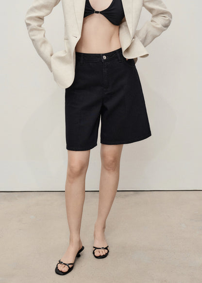 High Waist Straight Fit Denim Shorts