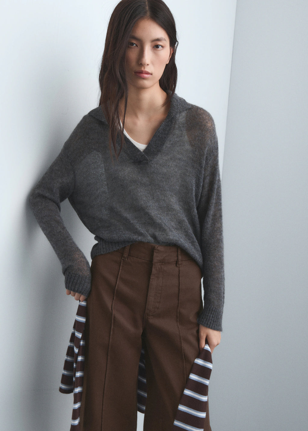 High Waist Wide Leg Jeans With Seams